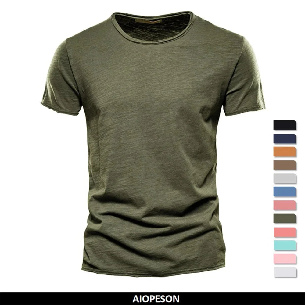 Premium Cotton V-Neck T-Shirt - Slim Fit Short Sleeve
