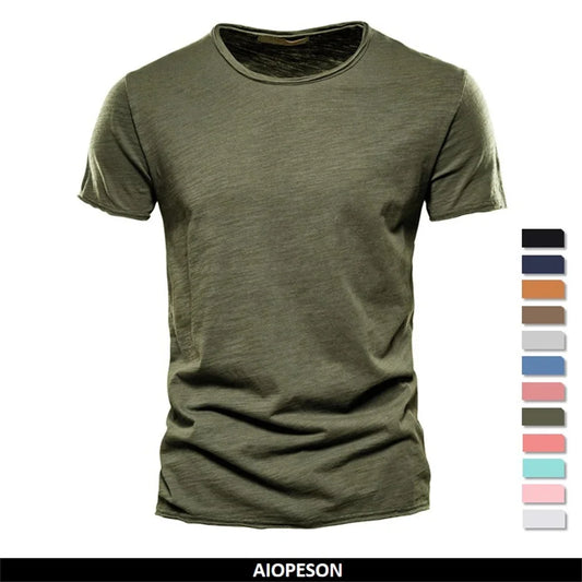 Premium Cotton V-Neck T-Shirt - Slim Fit Short Sleeve