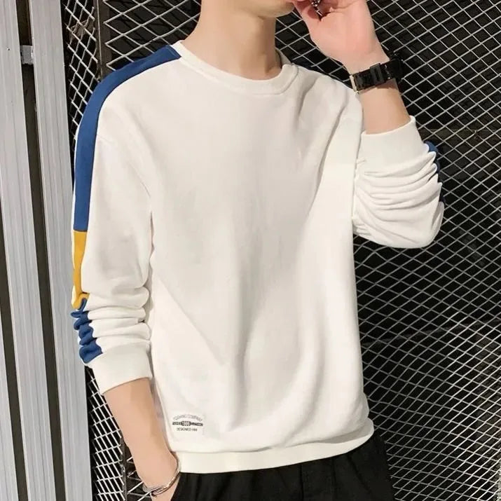 Men's Patchwork Sweatshirt - O-Neck Long Sleeve Casual Streetwear