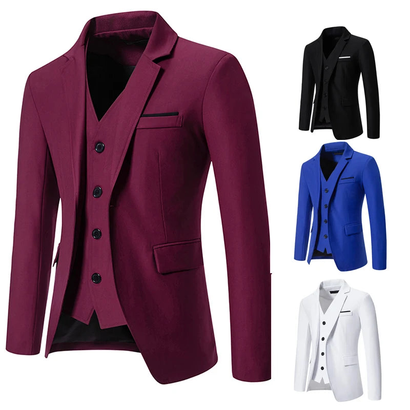 Men's Fashion Gentleman Solid Color Comfortable Business Wedding Casual Banquet Slim Blazer