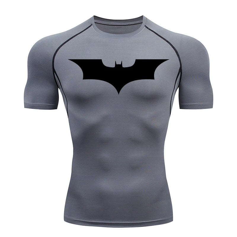 Men's Bat Print Compression Shirt - Quick Dry Athletic Performance Tee
