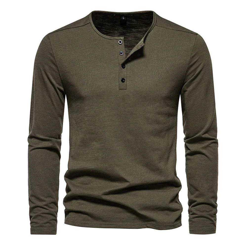 Men's Premium Cotton Long Sleeve T-Shirt - Slim Fit Casual Wear