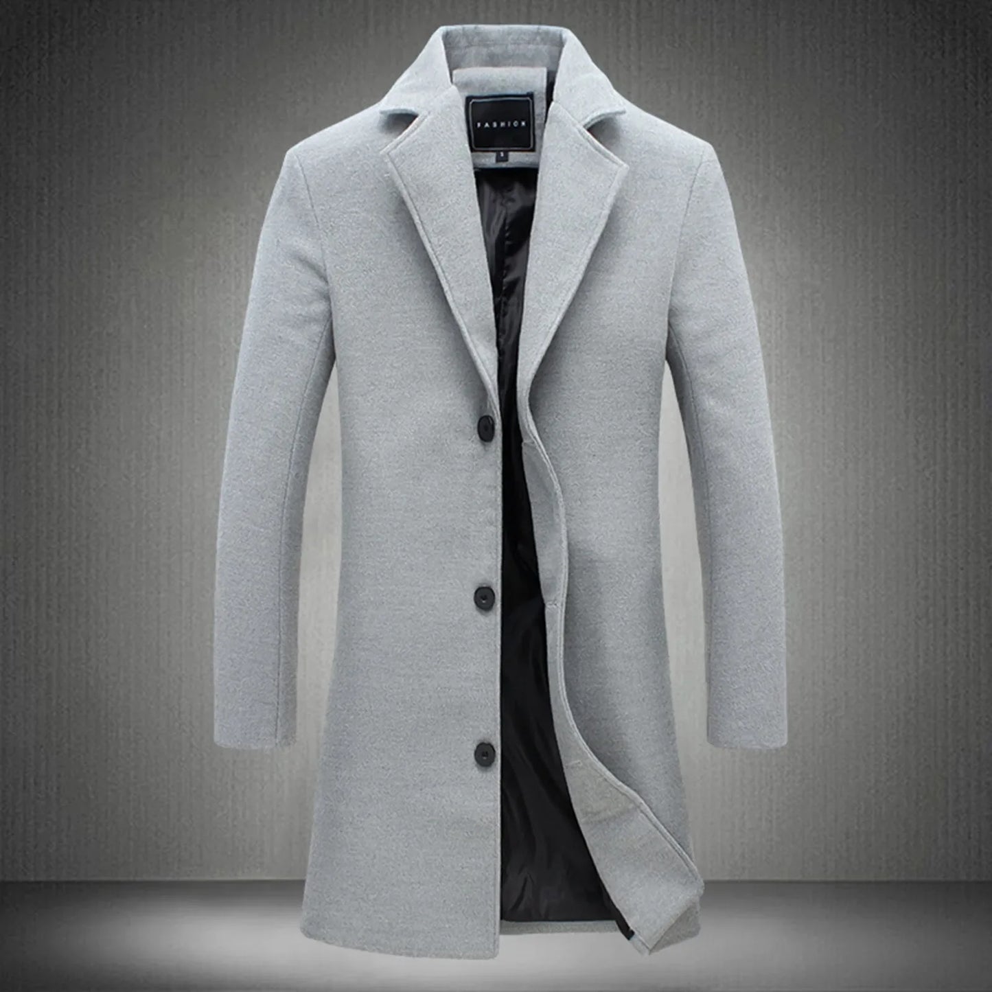 Men's Wool Blend Trench Coat - Casual Business Overcoat