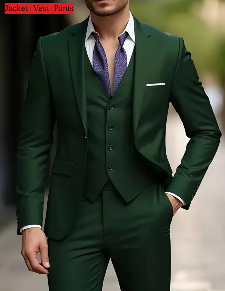 Elegant Men's 3 Piece Suit - Slim Fit Tuxedo Set for Weddings & Formal Occasions
