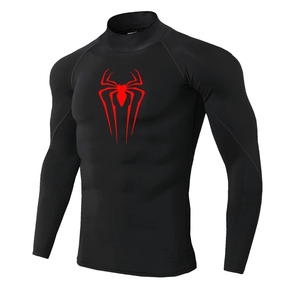 Men's Spider-Print Compression Shirt - Performance Athletic Base Layer