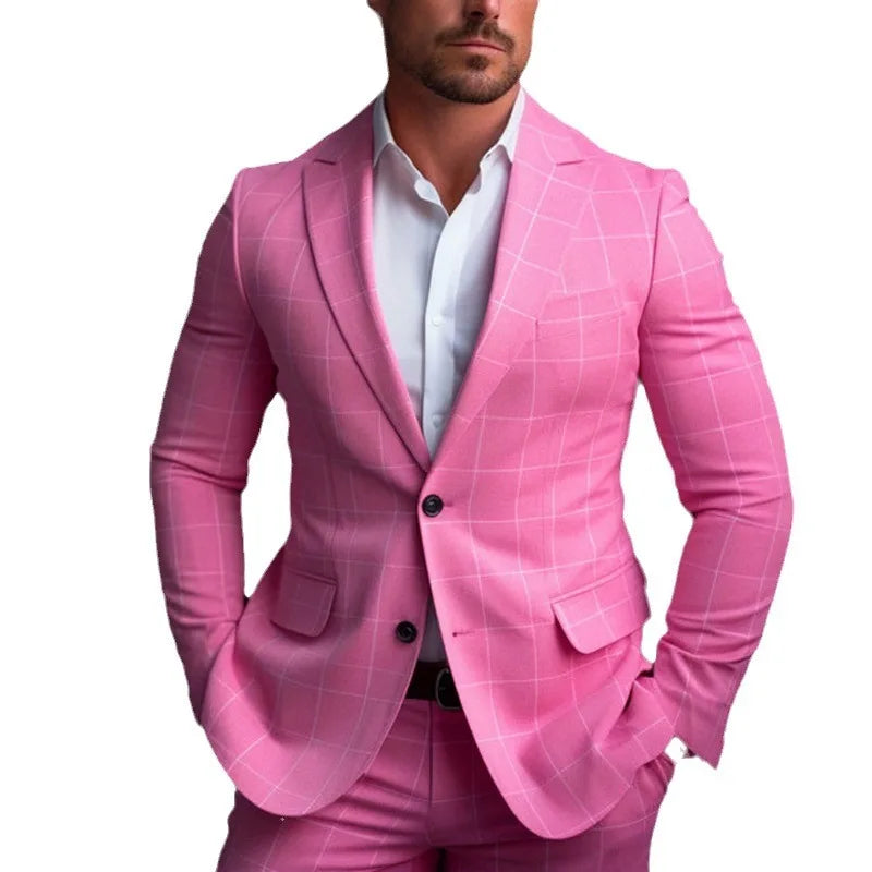 Men Blazers Coat Suits Office 2025 Autumn Outerwear Double Buttons Turn Down Collar Pockets Business Casual Blazer Suit Jacket