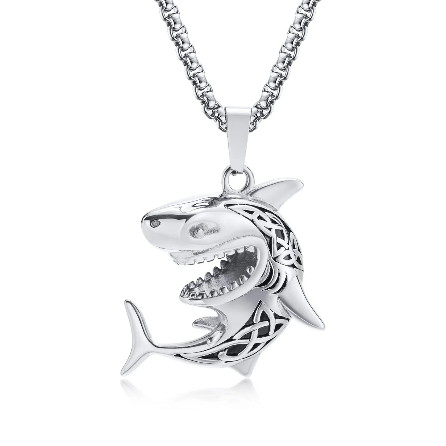 VNOX Stainless Steel Shark Pendant Necklace for Men