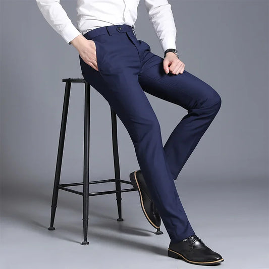 Dark Blue Men's Suit Pants, Suitable for Business Office/ Interview/ Trousers, Gray Burgundy Black Available.