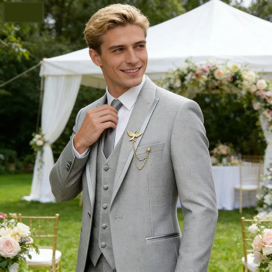 Men's Black 3-Piece Suit Slim Fit Elegant Formal Casual Ensemble Jacket Vest Pants Business Wedding Dance - Complete Outfit Set