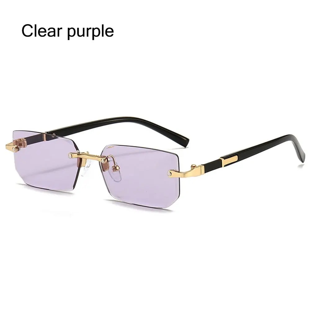 Frameless Rectangle Sunglasses - UV400 Protection Retro Eyewear