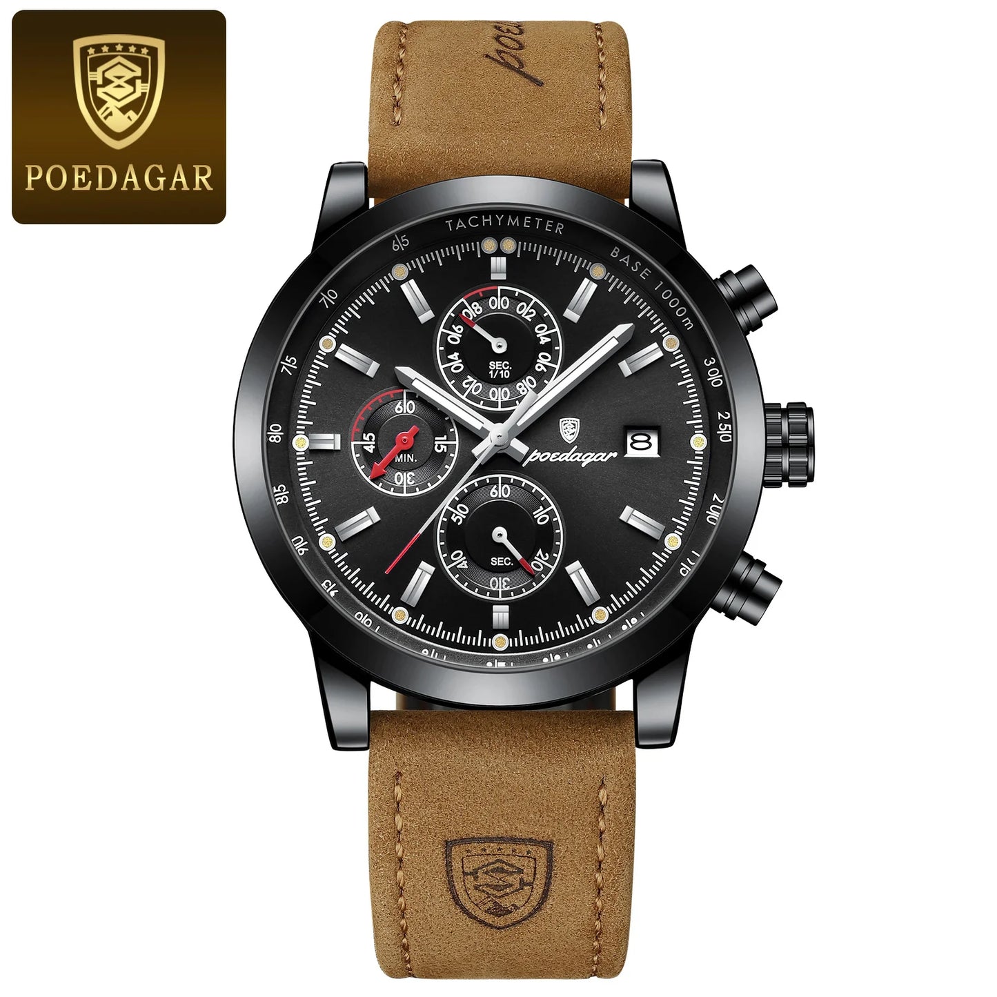 Luxury Men's Chronograph Watch - Waterproof Leather Quartz Timepiece