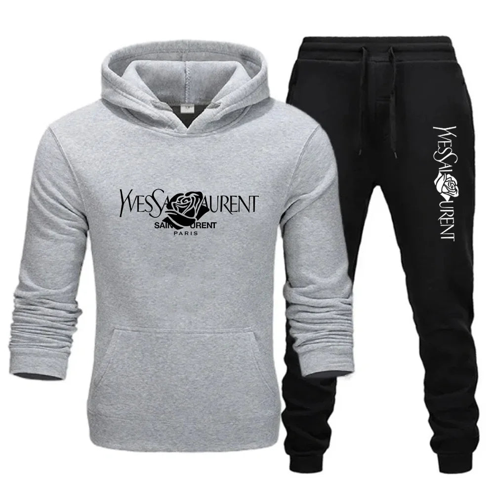 2025 Men's Casual Sports Suit with Hoodie and Sweatpants for Autumn and Winter Outdoor Sports Fashion