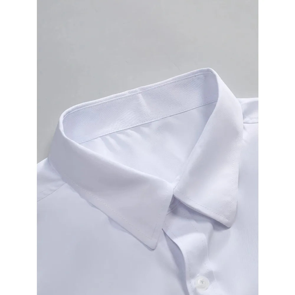 Men's Solid Color Elastic Long Sleeve Four Seasons Smart Casual Business Shirt