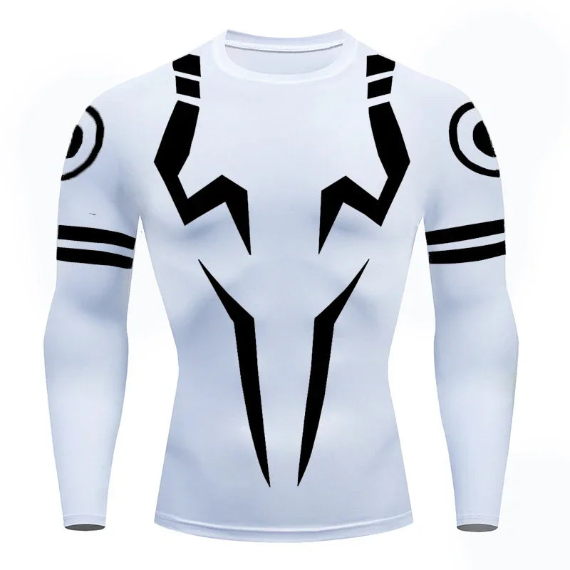 Men's 3D Anime Print Compression Shirt - Long Sleeve Athletic Base Layer