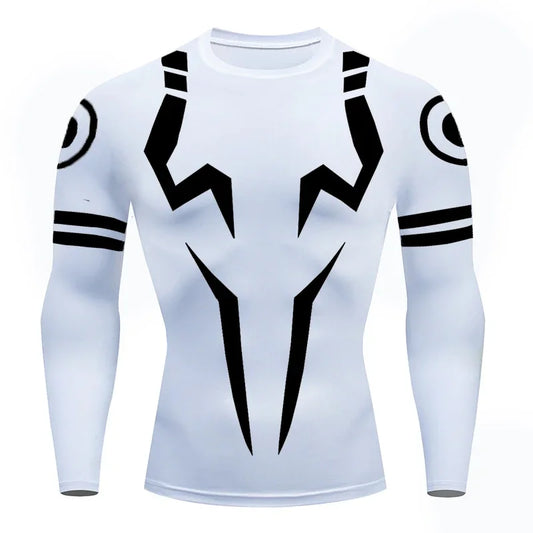 Men's 3D Anime Print Compression Shirt - Long Sleeve Athletic Base Layer
