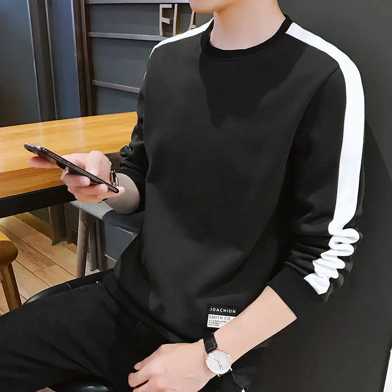Men's Patchwork Sweatshirt - O-Neck Long Sleeve Casual Streetwear