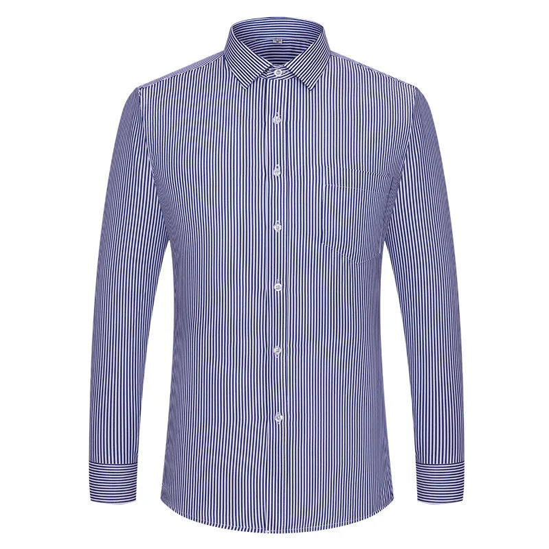 Men's Formal Shirt Long Sleeve  Solid Color Striped Pocket Fashion Business Office Professional Wear Social White Shirt
