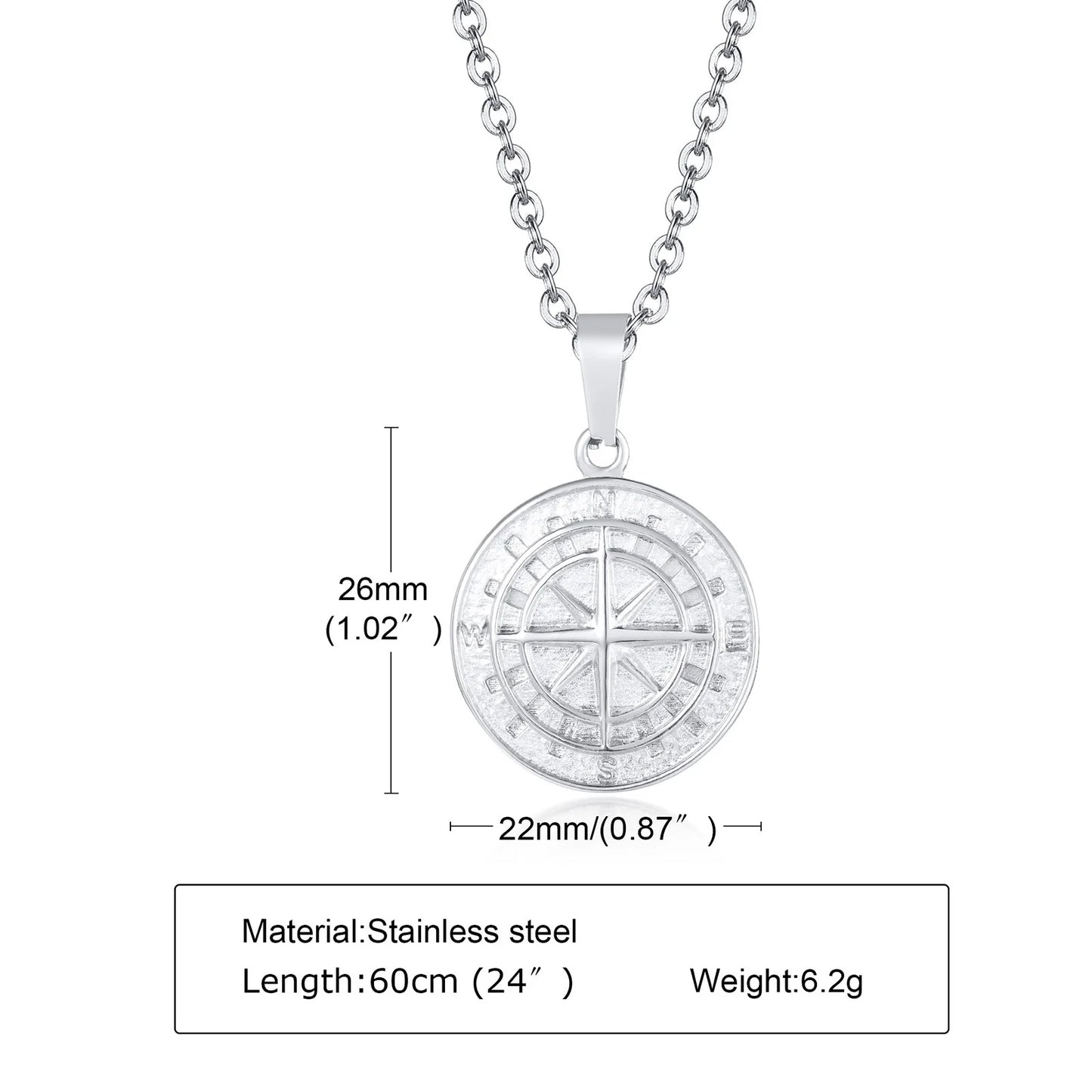Vnox Layered Necklaces for Men Compass Pendant and Stainless Steel Cuban Figaro Wheat Chain - Casual Retro Collar Style