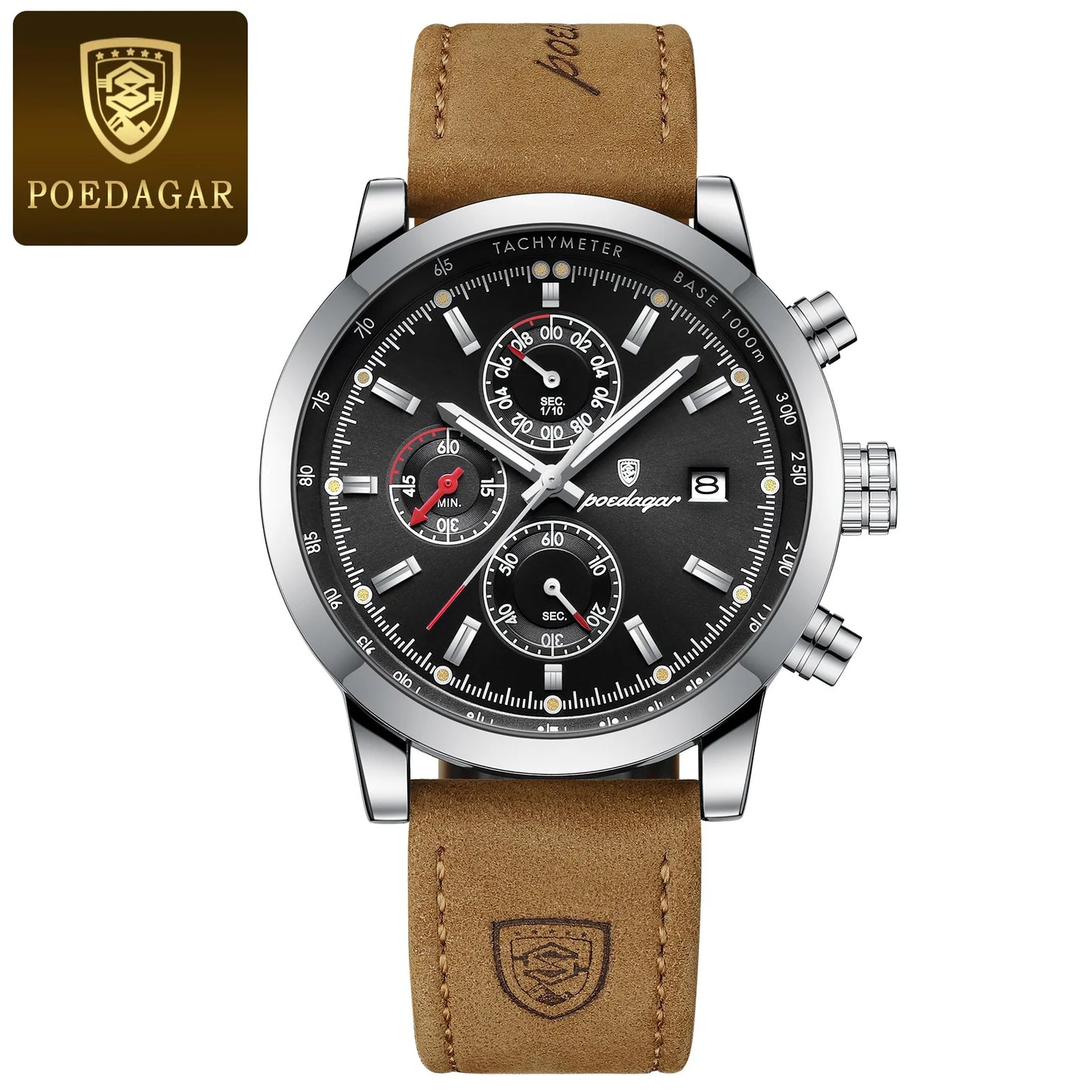 Luxury Men's Chronograph Watch - Waterproof Leather Quartz Timepiece
