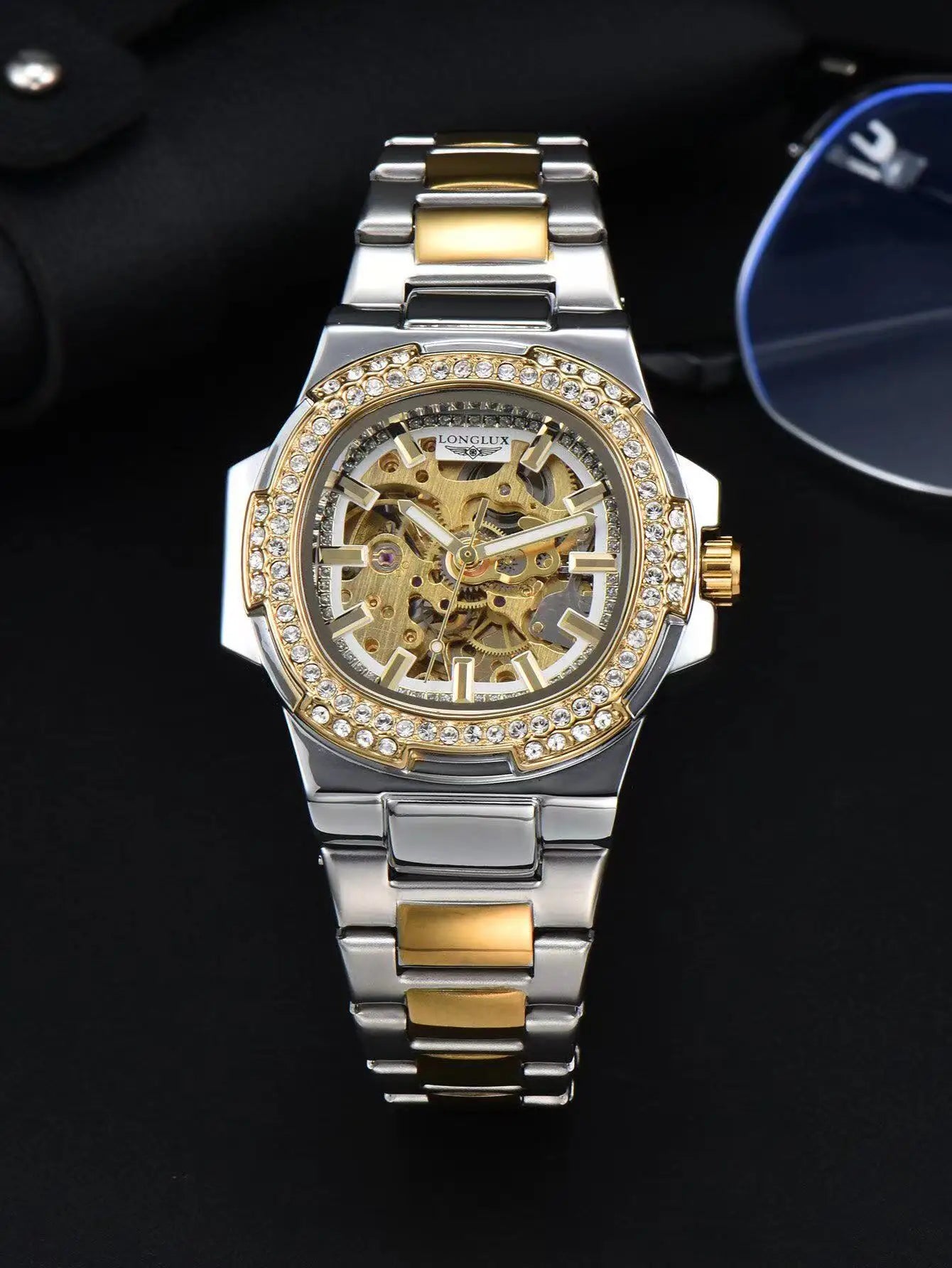 Luxury Automatic Mechanical Watch - Stainless Steel Skeleton Design with Luminous Display