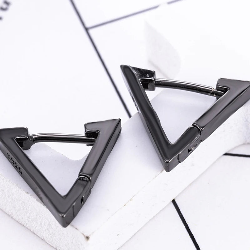 Urban Edge Punk Black Stainless Steel Stud Earrings For Men And Women - Minimalist Street Style For Hip Hop Gothic Looks
