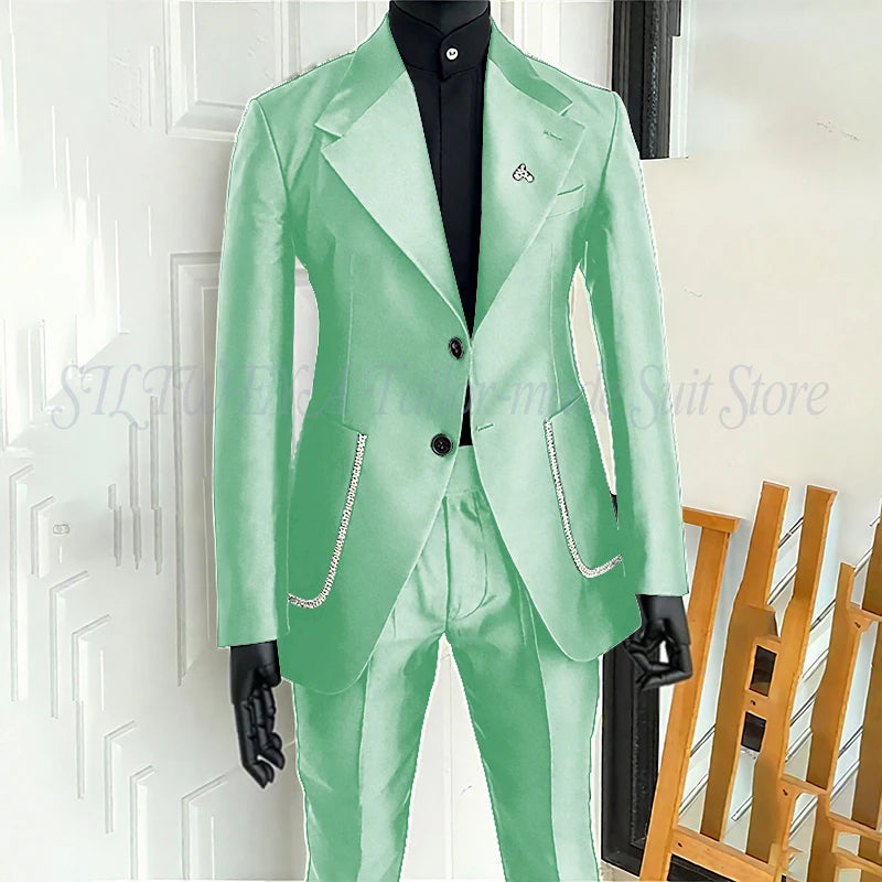 Men's 2 Piece Suit Blazer Pants Single Breasted Daily Work Business Casual Party Traje De Hombre Elegante