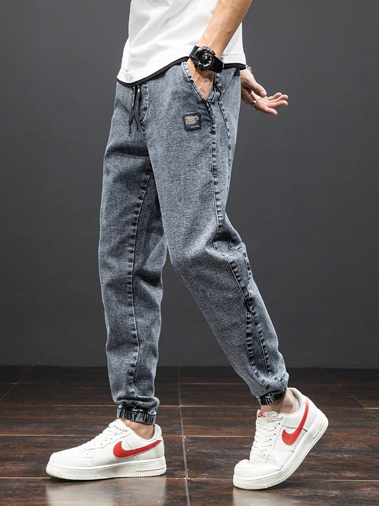 Men's Cargo Denim Joggers - Streetwear Harem Pants