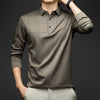 Formal Polo Tshirts Men Graphic Design Long Sleeve Shirt Collar Office Work Polo Tops Man Clothing