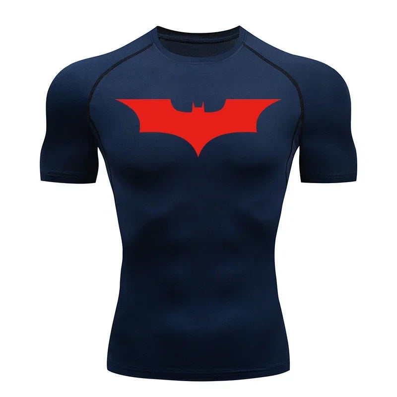 Men's Bat Print Compression Shirt - Quick Dry Athletic Performance Tee