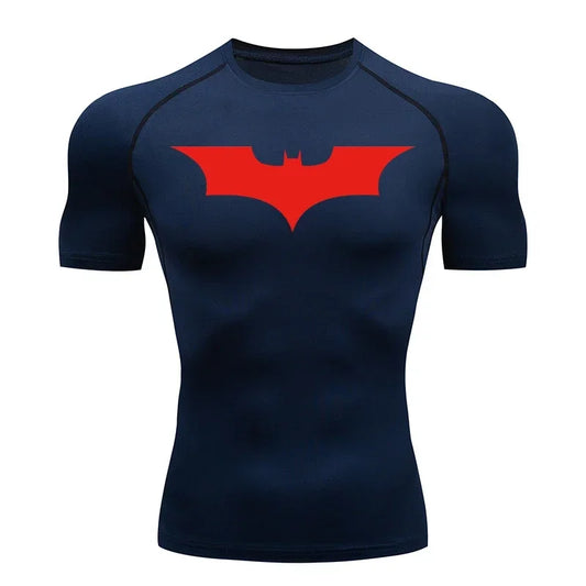 Men's Bat Print Compression Shirt - Quick Dry Athletic Performance Tee