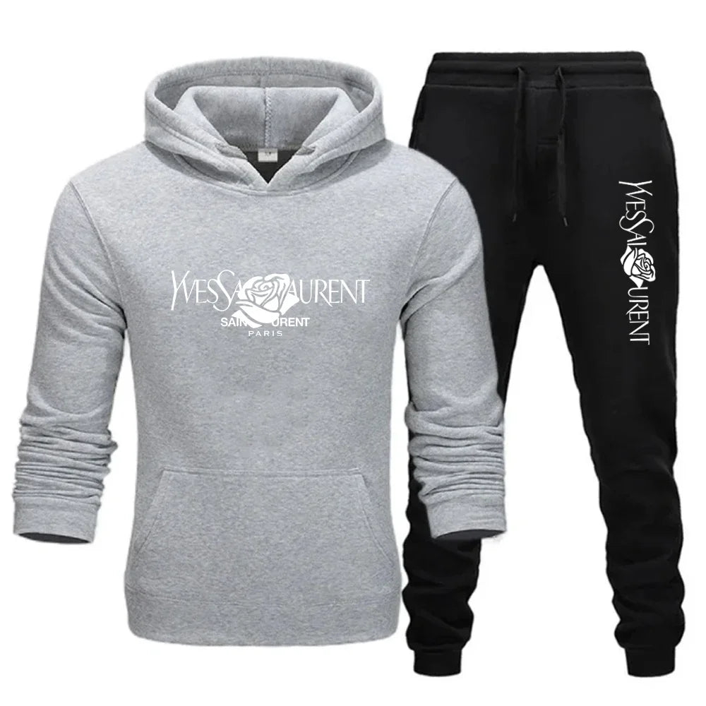 2025 Men's Casual Sports Suit with Hoodie and Sweatpants for Autumn and Winter Outdoor Sports Fashion
