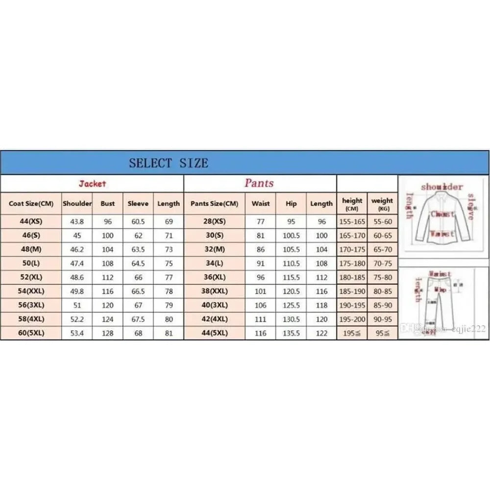 Men's 2 Piece Suit Blazer Pants Single Breasted Daily Work Business Casual Party Traje De Hombre Elegante