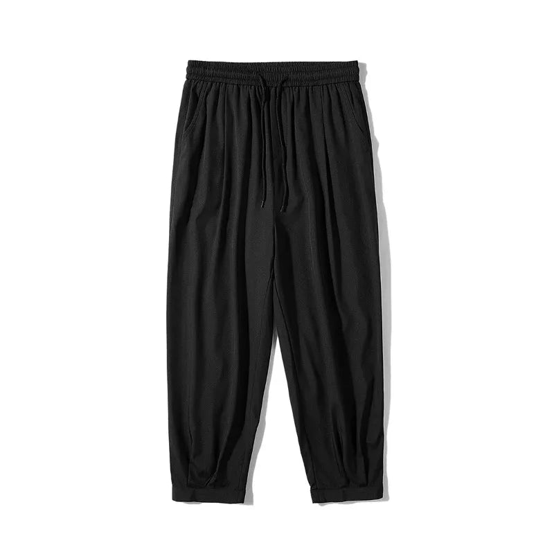 Men's High-Waist Casual Trousers with Pockets