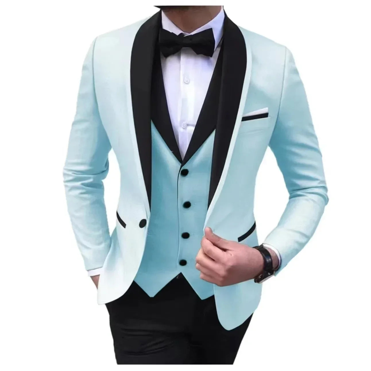 3 Pieces Blazer Vest and Pants Set Lapel Collar Single Breasted High End Men's Clothing Three-piece Groom Suit The Latest