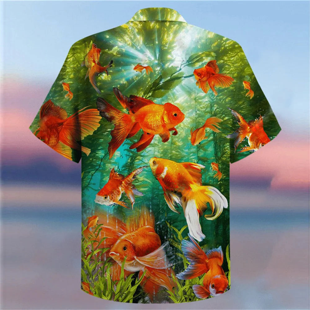 Men's Hawaiian Coconut Tree Print Shirt - Short Sleeve