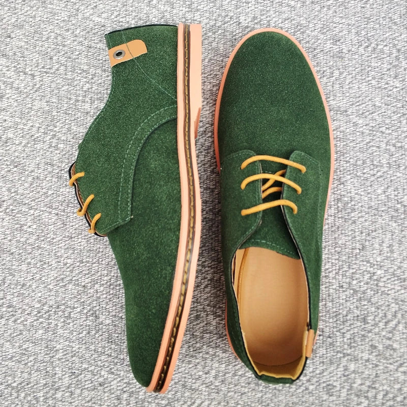 Men's Suede Leather Oxford Shoes - Classic Casual Dress Sneakers