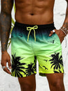 Men's Hawaiian Palm Print Board Shorts - Breathable Swim Trunks