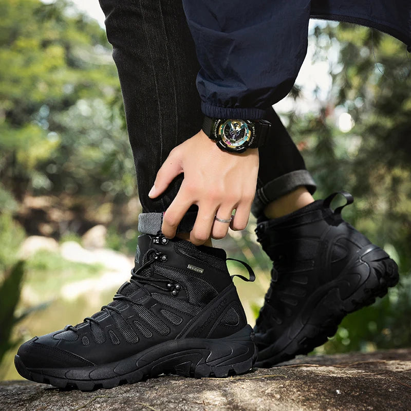 Men's Waterproof Combat Boots - Breathable Outdoor Leather Boots
