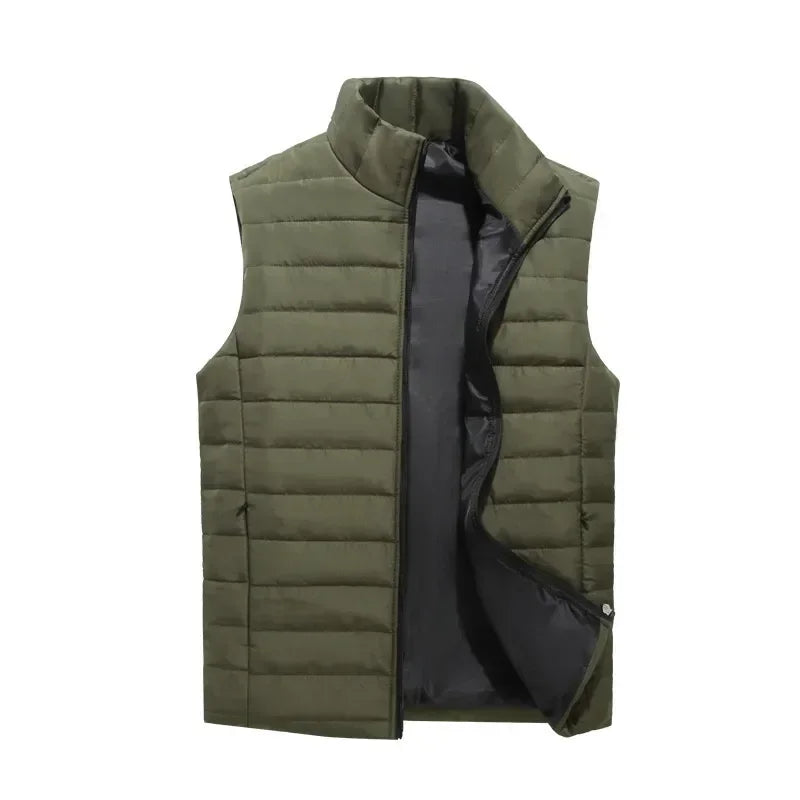 2024 Men's Autumn Winter Down Cotton Vest Casual Trendy Crossbody Jacket Korean Style Fashion Sleeveless Thickened Jacket