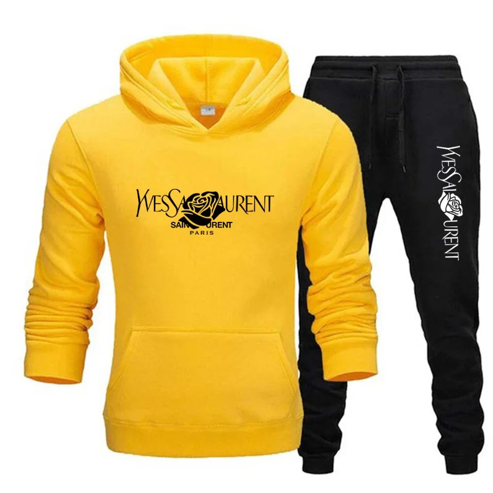 2025 Men's Casual Sports Suit with Hoodie and Sweatpants for Autumn and Winter Outdoor Sports Fashion
