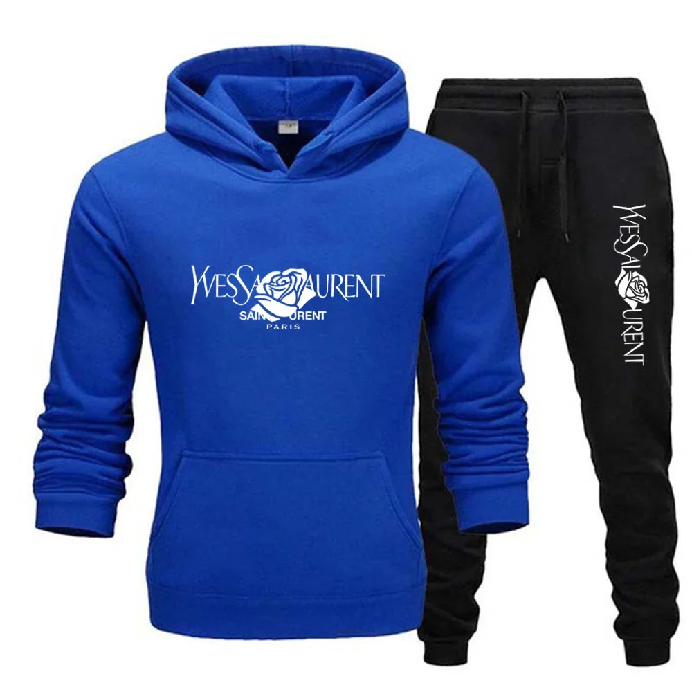 2025 Men's Casual Sports Suit with Hoodie and Sweatpants for Autumn and Winter Outdoor Sports Fashion