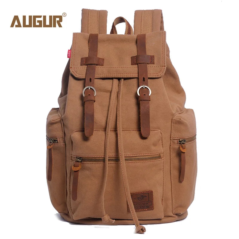 AUGUR Vintage Canvas Backpack - Large Capacity Travel & Laptop Bag
