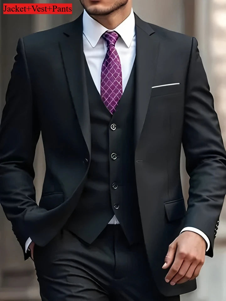 Elegant Men's 3 Piece Suit - Slim Fit Tuxedo Set for Weddings & Formal Occasions