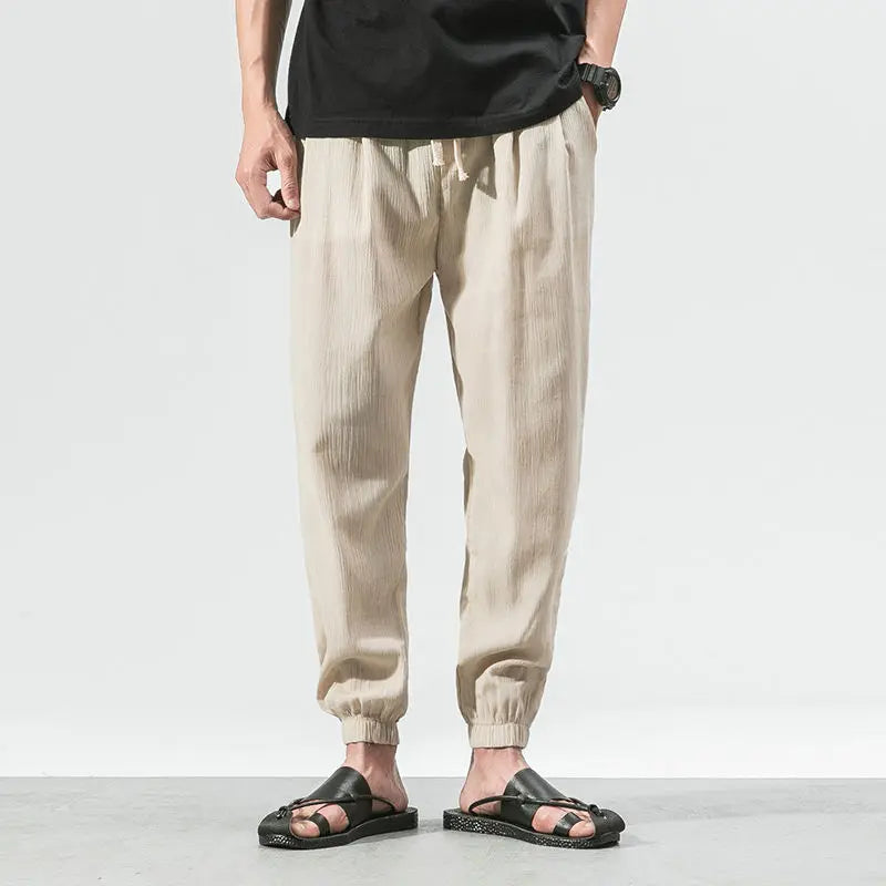 Men's Chinese Style Linen Harem Pants - Casual Summer Joggers