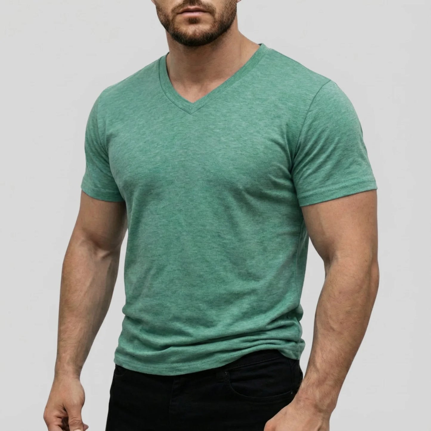 Men's Casual Fashion Simple V-Neck Short Sleeved T-Shirt Summer Comfortable Breathable Versatile Top