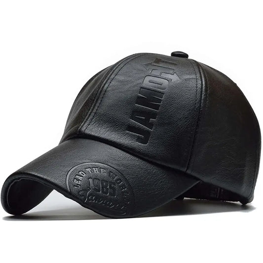 Pu Leathe Letter Printing Baseball Cap - Adjustable Outdoor Sunscreen Casual Hat for All Seasons