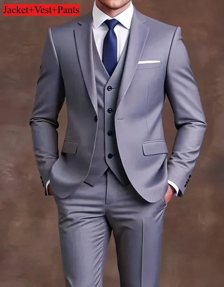 Elegant Men's 3 Piece Suit - Slim Fit Tuxedo Set for Weddings & Formal Occasions