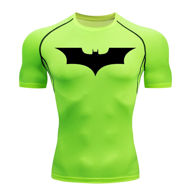 Men's Bat Print Compression Shirt - Quick Dry Athletic Performance Tee