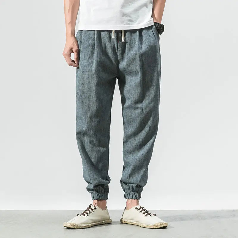 Men's Chinese Style Linen Harem Pants - Casual Summer Joggers