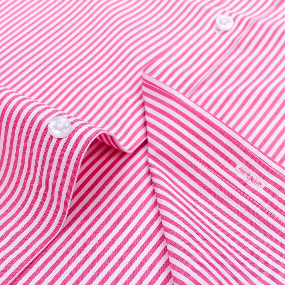 Men's Formal Long Sleeve Striped Shirt with French Cuffs & Contrast Spread Collar, Suitable for Business Wedding, All Seasons